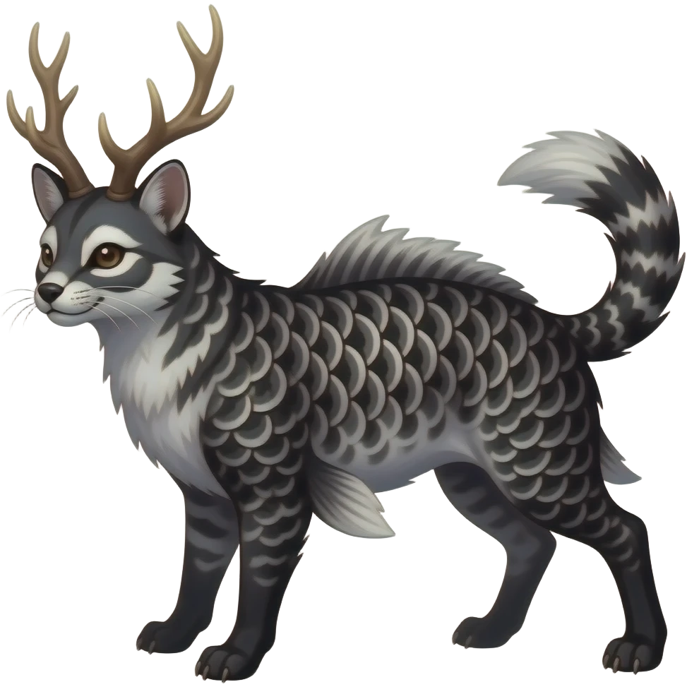 dark edgy Damask mutant koi-civet-genet-hybrid with antlers emoji