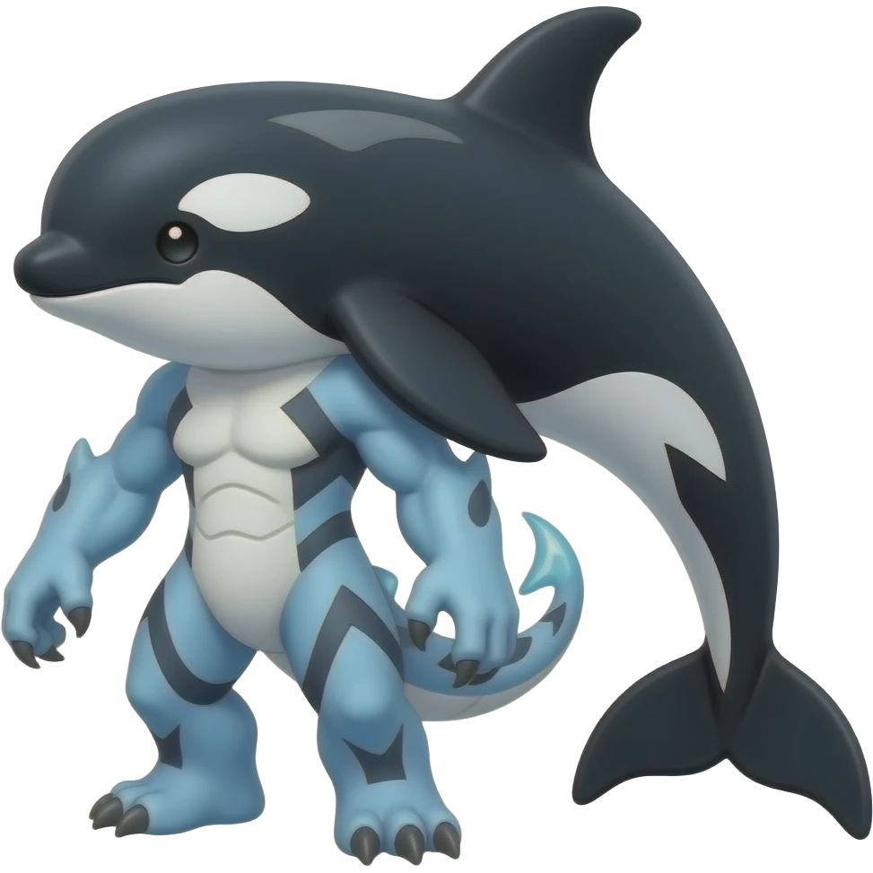 Bluish blackish whitish greyish gradients Absol-Amaura-Garchomp-Houndoom-Litten-Sharpedo-Aurorus-hybrid with orca tail emoji