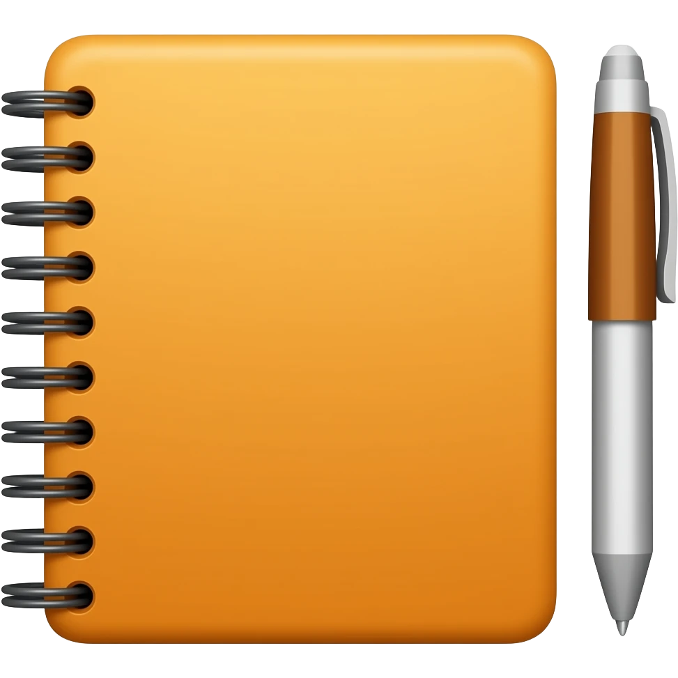 orange notebook and pen emoji