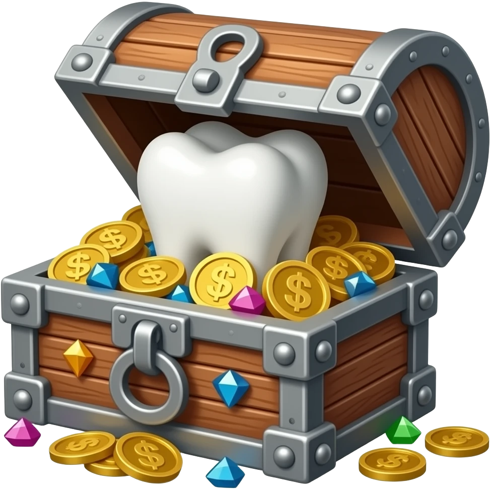 зубы в сундуке в сокровищем emoji