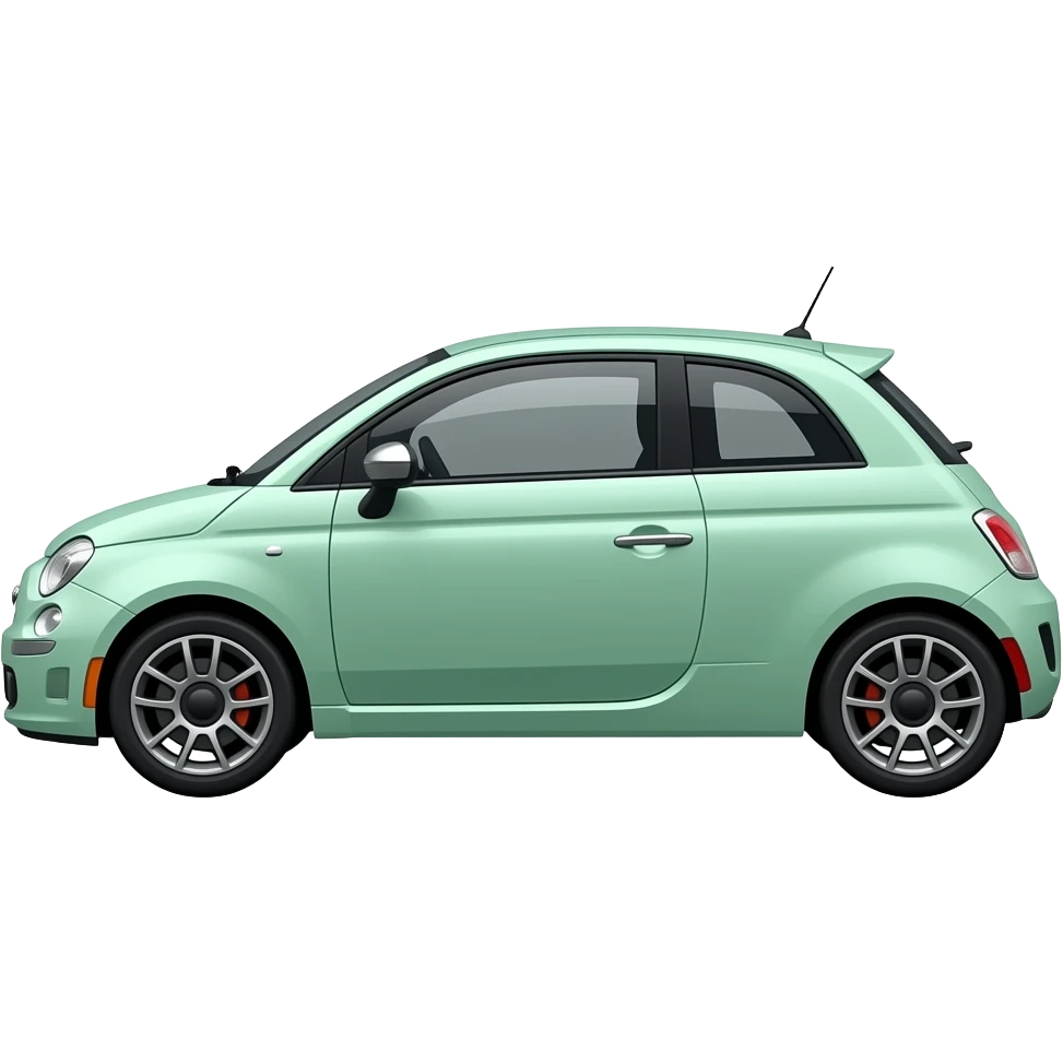 mint green fiat 500 twinair total side viewview emoji