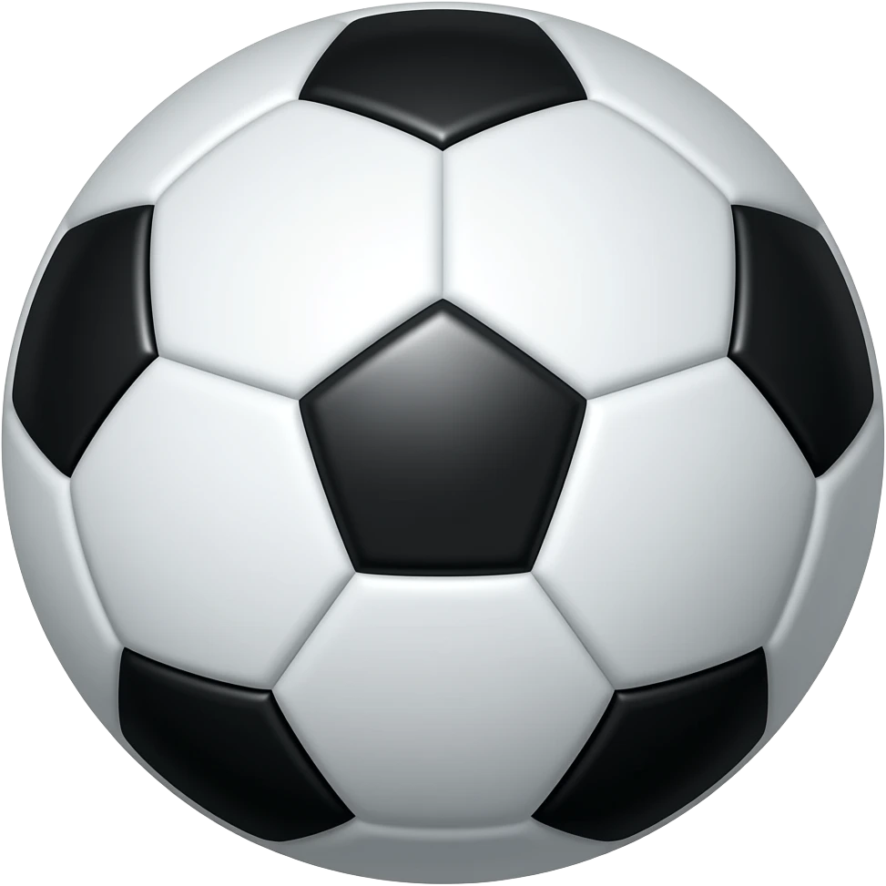 Same football in every image: classic black and white football, glossy 3D emoji style, identical design and proportions every time, premium cartoon look. emoji