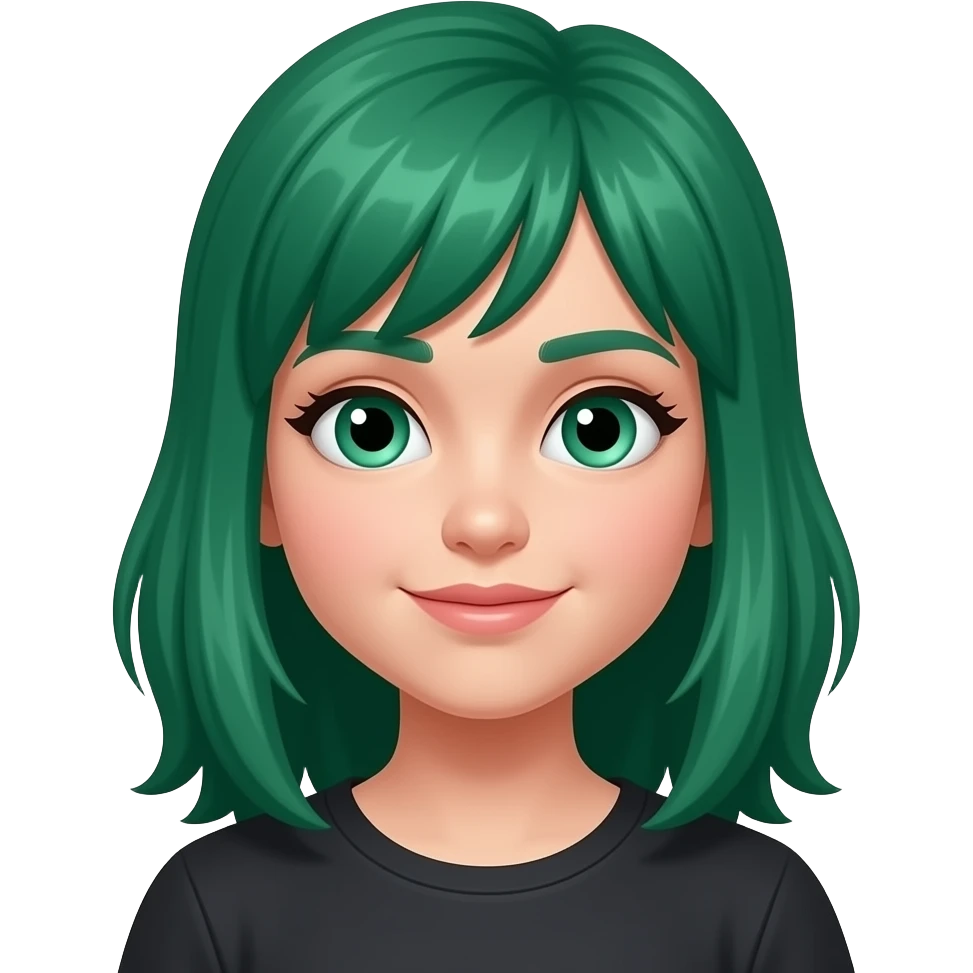 Девочка волосы изумрудный emoji