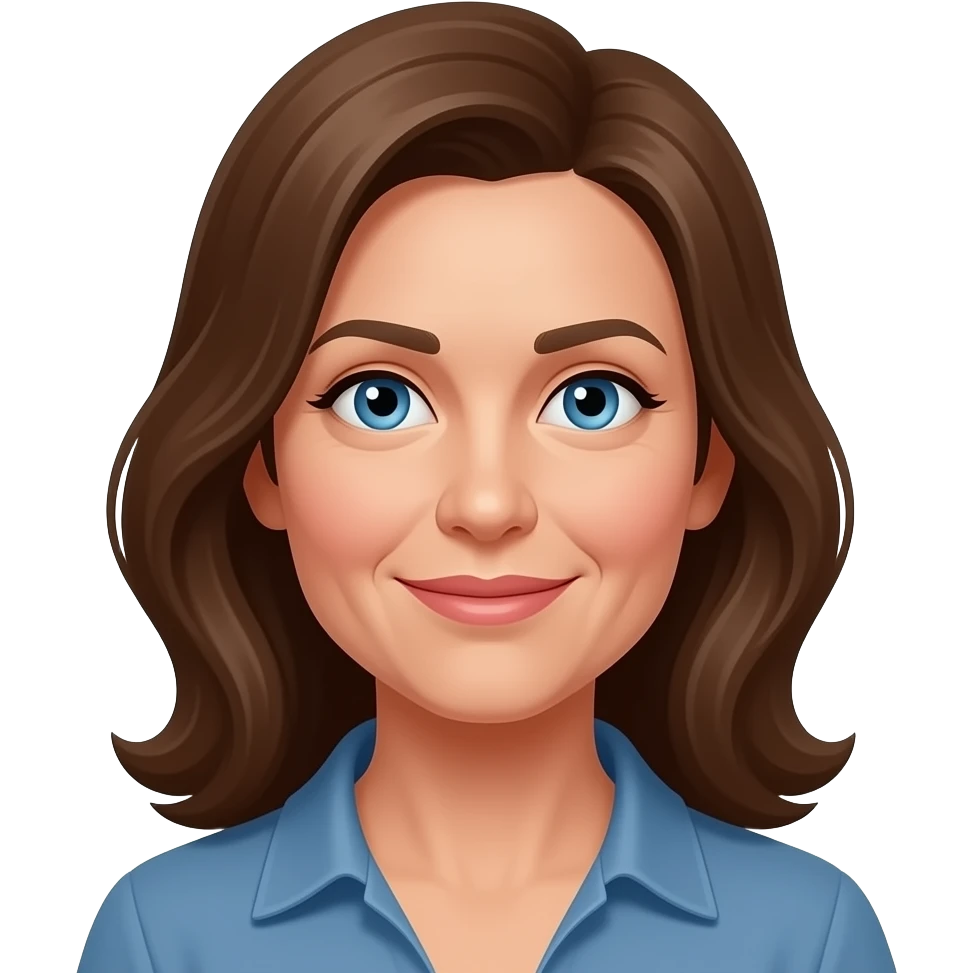 middle age woman with brown hair and blue eyes emoji
