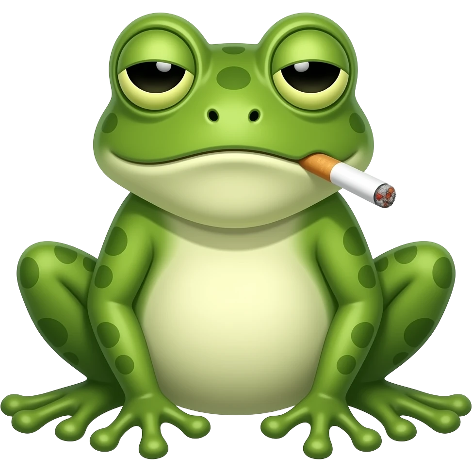 Exhausted frog smoking a cigarette emoji
