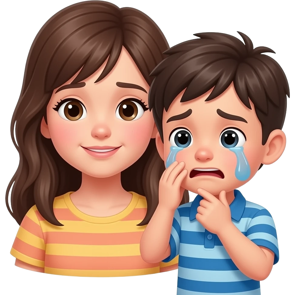 A boy crying infront of a girl emoji