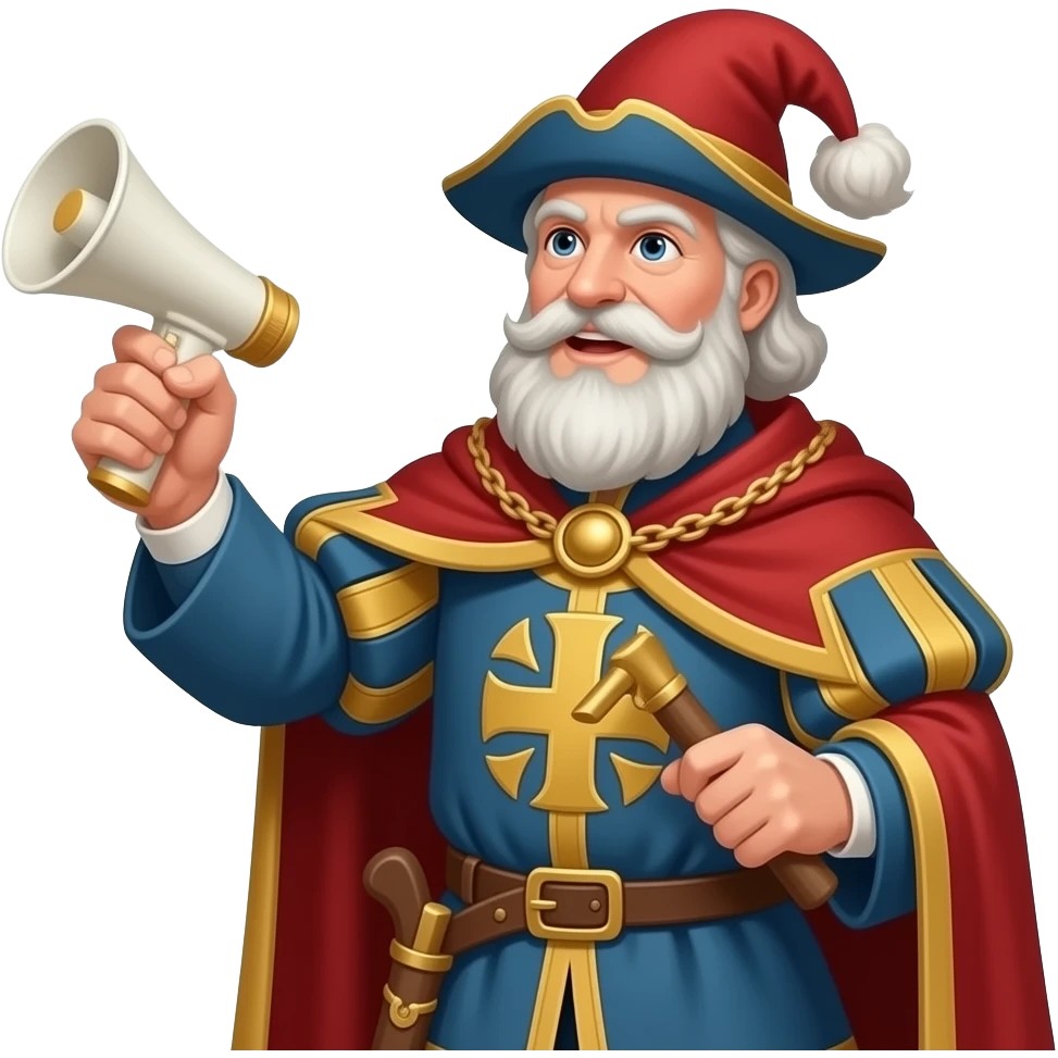 20. Medieval Town Crier     Old-fashioned village announcer dramatically starting the day. shoulder shot, face pic emoji