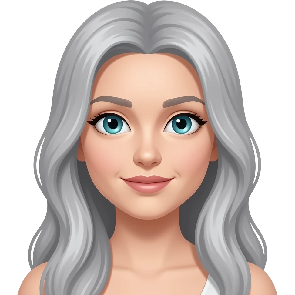 Long Gray light hair taichi blue eye lady emoji