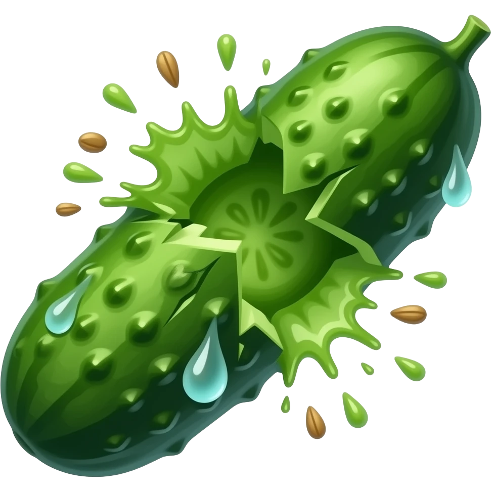 A cucumber exploding from crying emoji