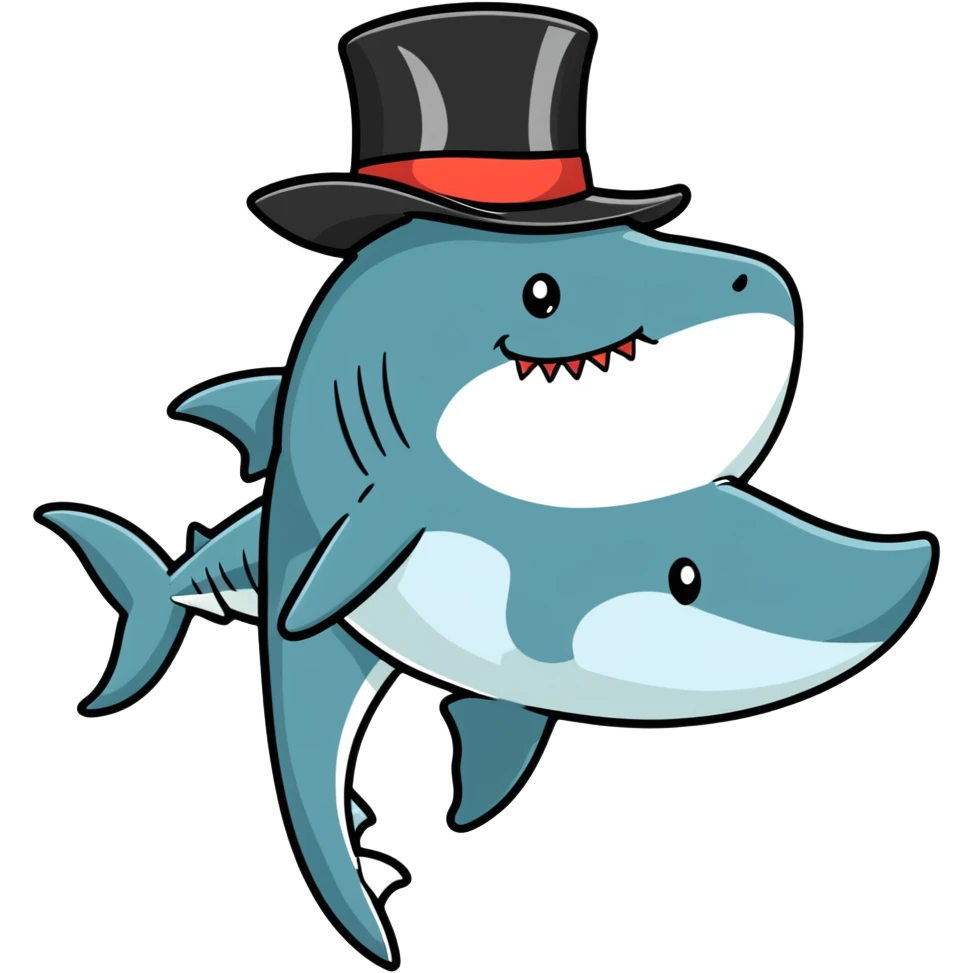 Shark with a top hat emoji