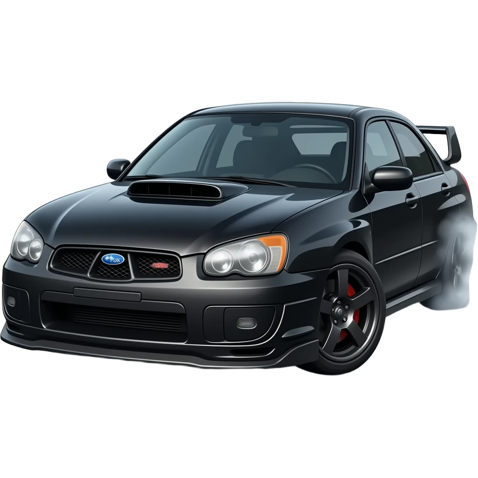 A 2002 WRX sti doing burnouts all black emoji