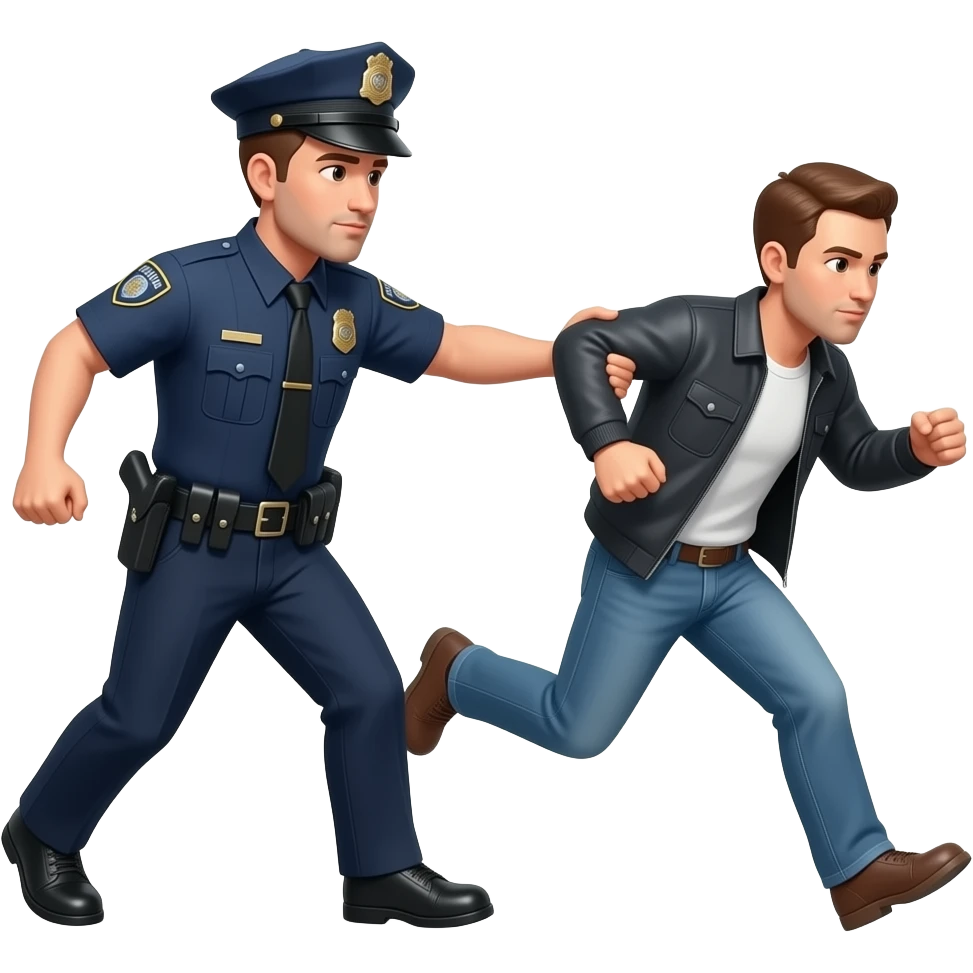 Cop chasing man emoji