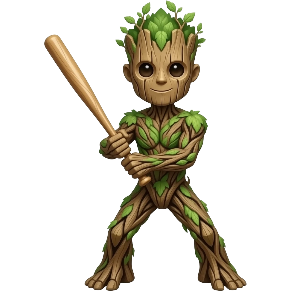 Tree like man holding a baseball bat emoji