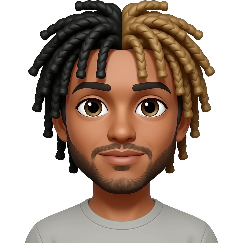 make the dreads slightly longer and black and blonde emoji