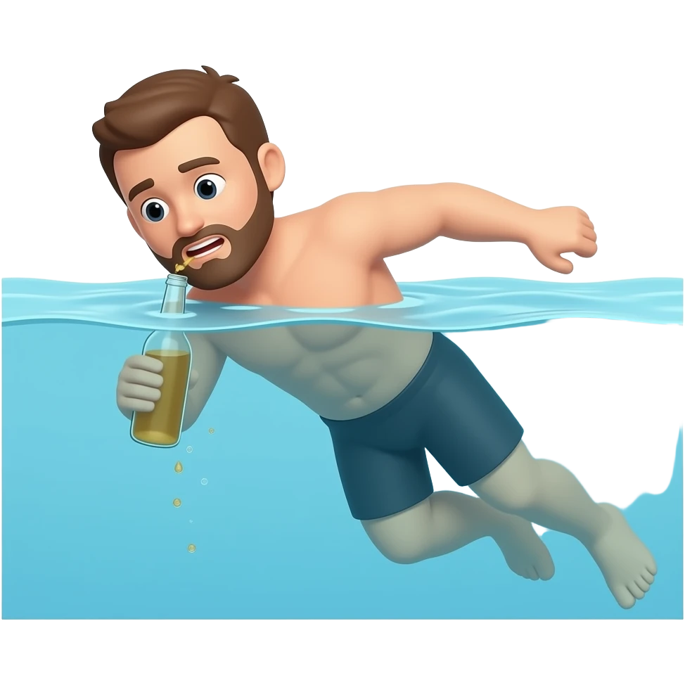 술병과 수영하는 사람(얼굴 취한느낌) emoji