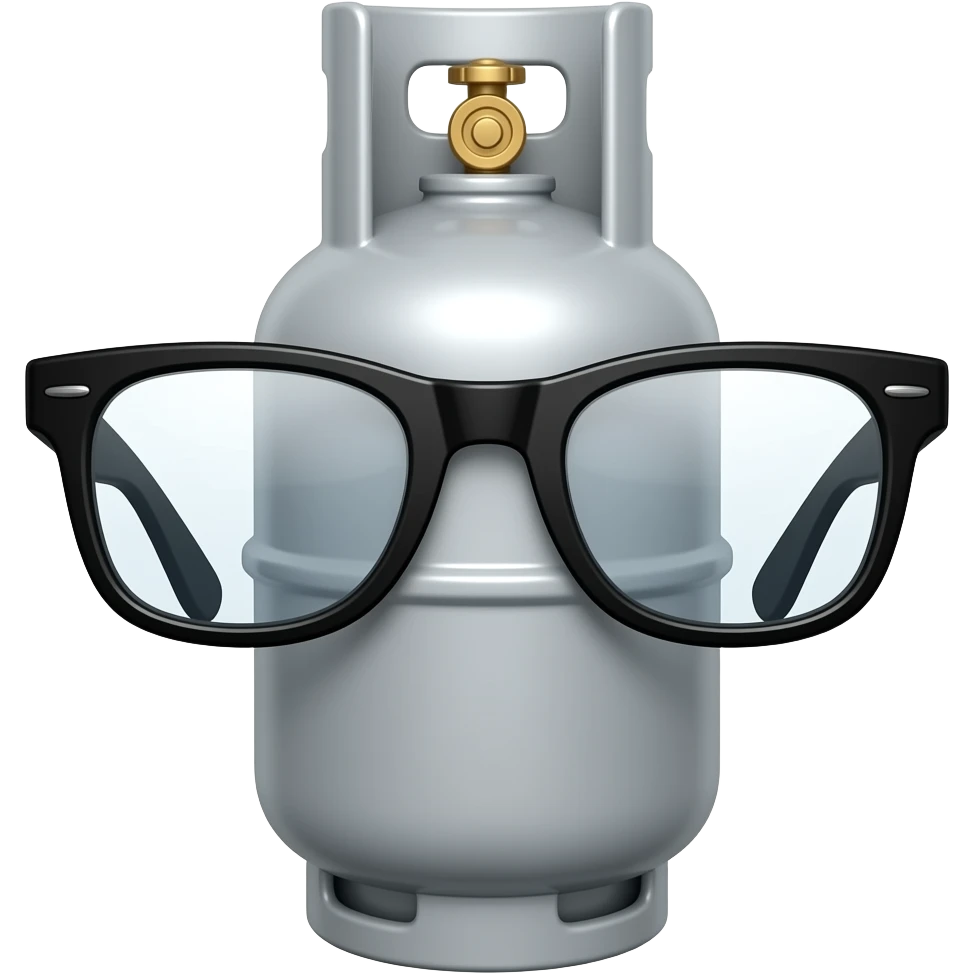 A gas cylinder wear a black spectacles emoji