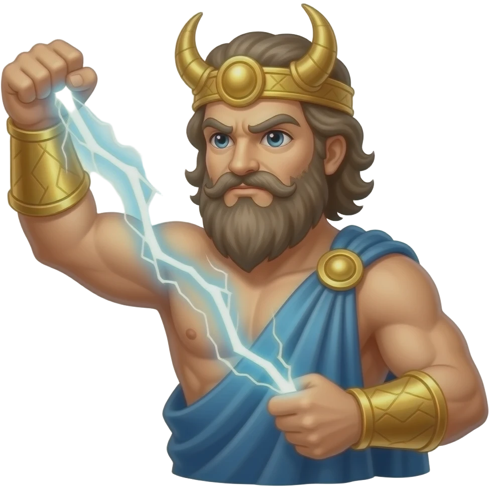 “A powerful god using lightning to punish Prometheus for stealing fire for humanity, symbolizing divine authority, justice, and eternal punishment.” emoji