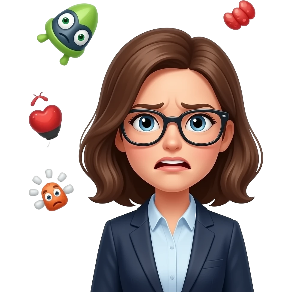 Женщину достали внешние дела, вокруг летает все emoji