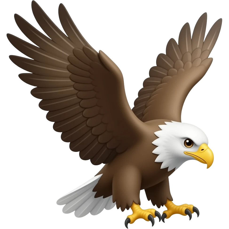 Wings of eagle with the head of eagle in middle, head slightly tilted towards right side, turn the eagle back and just wings and head are visible only emoji