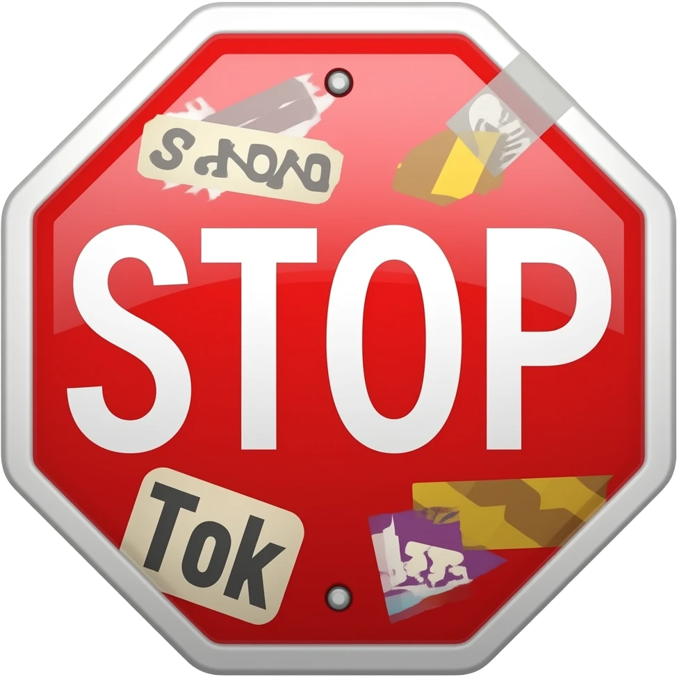 traffic stop sign with stickers and tape emoji