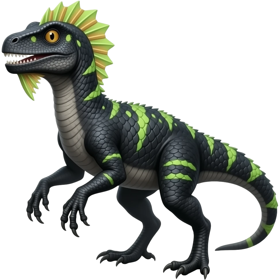 Cool edgy horned frilled black-scaled with neon-colored triangular stripe markings raptorik digitigrade bipedal futuristic fantasy-Cyberpunk- emoji