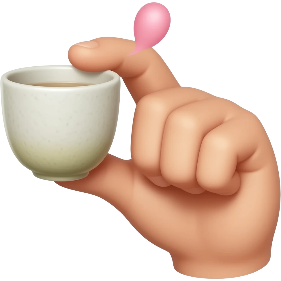 close up of just a hand holding a tea cup with smallest pinky finger sticking up emoji