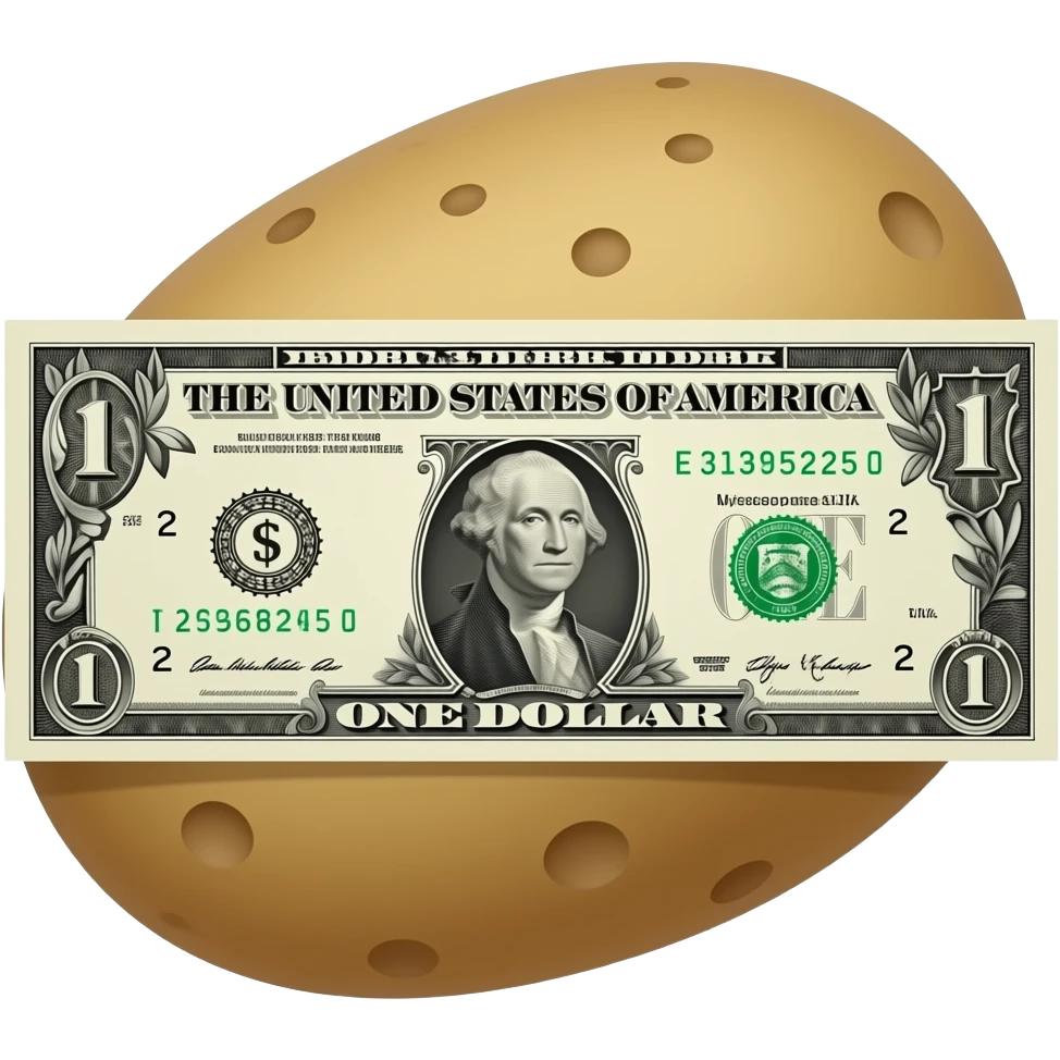 a $1 bill, brown potato color, emoji
