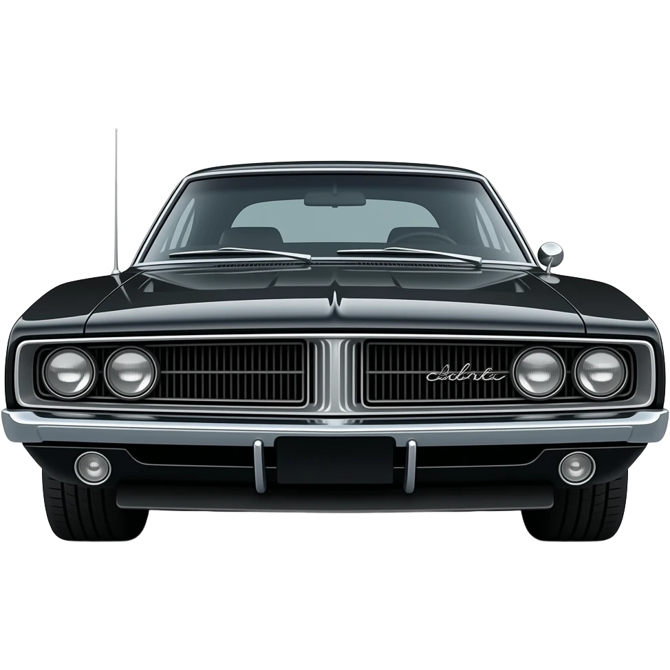 black 1968 dodge charger hellcat , hyper real, highly detailed emoji