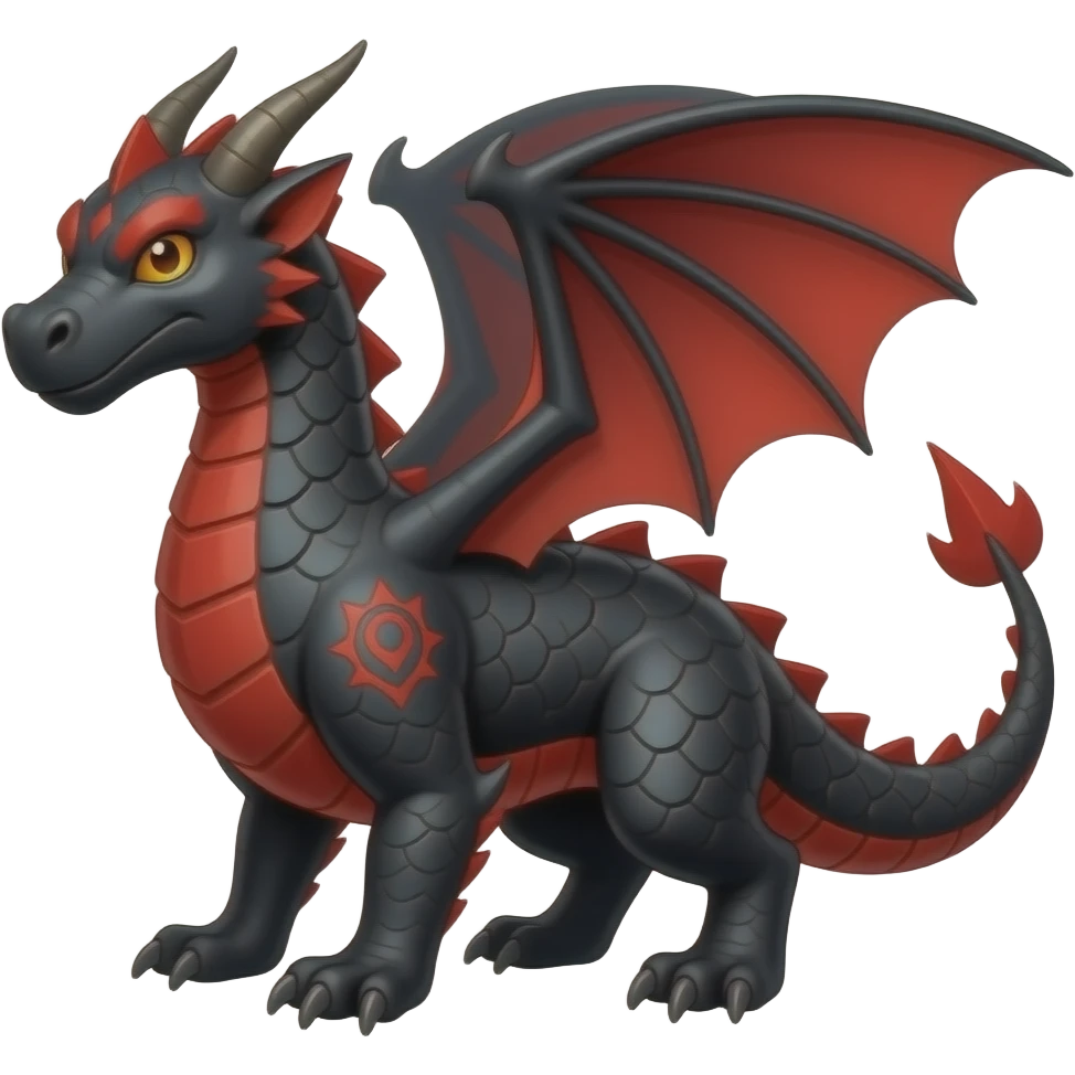 Black and red badge dragon in the middle emoji