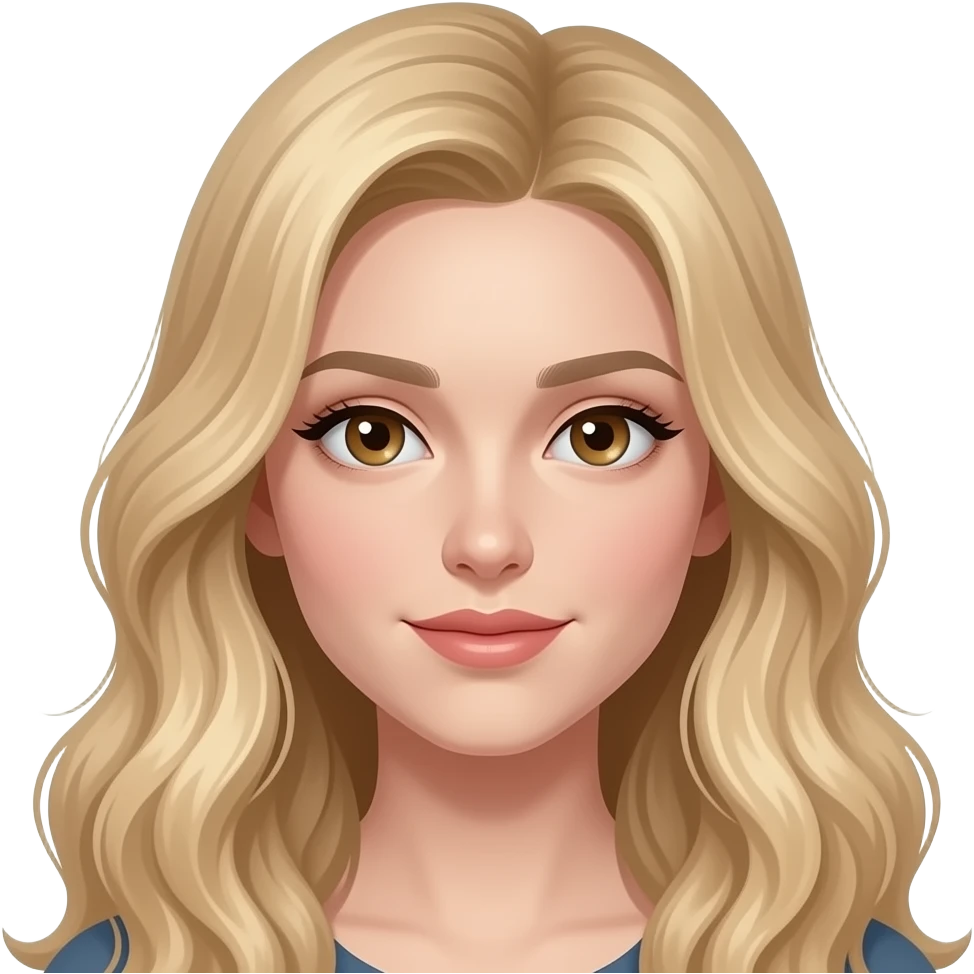 Long wavy Blonde hair brown eyes pale skin emoji
