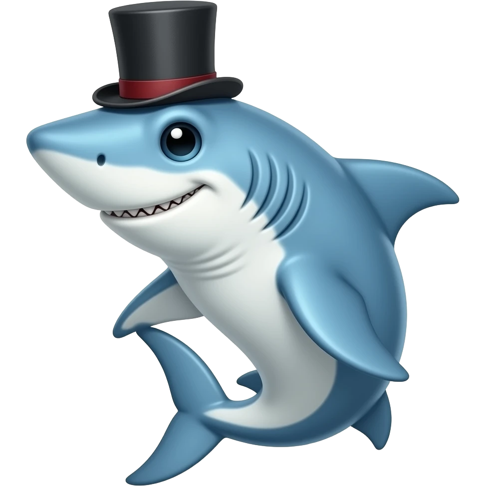 Shark with a top hat emoji