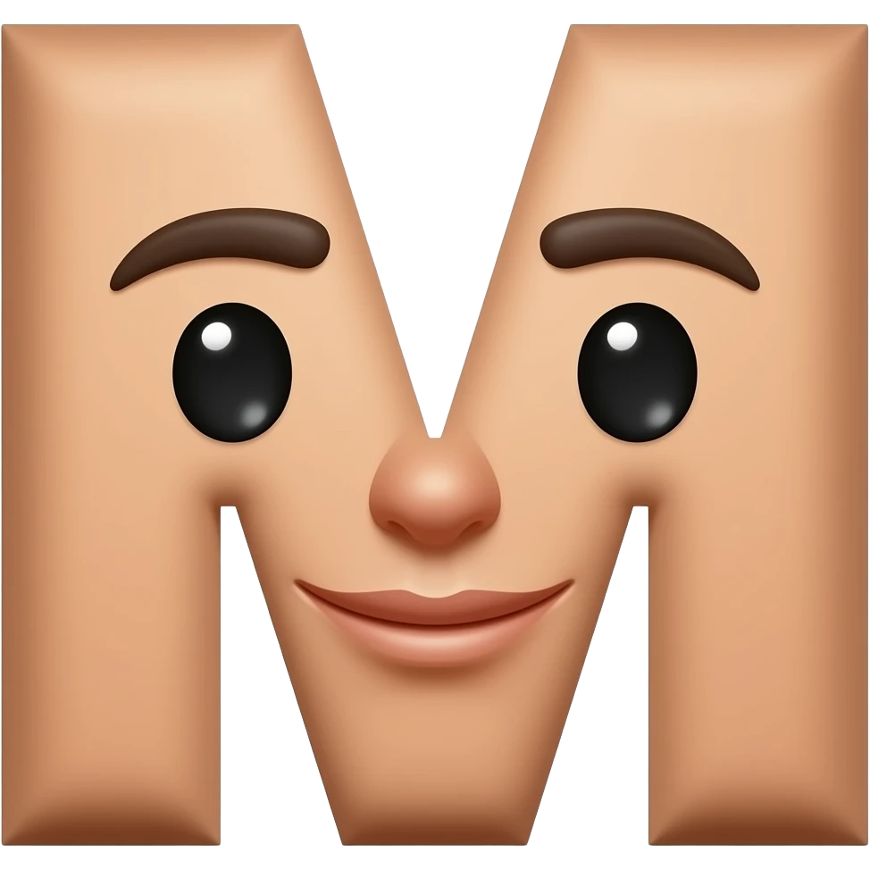 gezicht dat genegenheid toont en met de letter m erin verwerkt. emoji