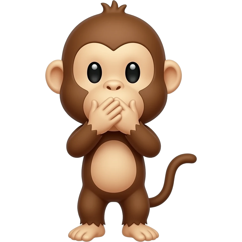 monkey face cover his mouth with his hands one hand covered with the other emoji