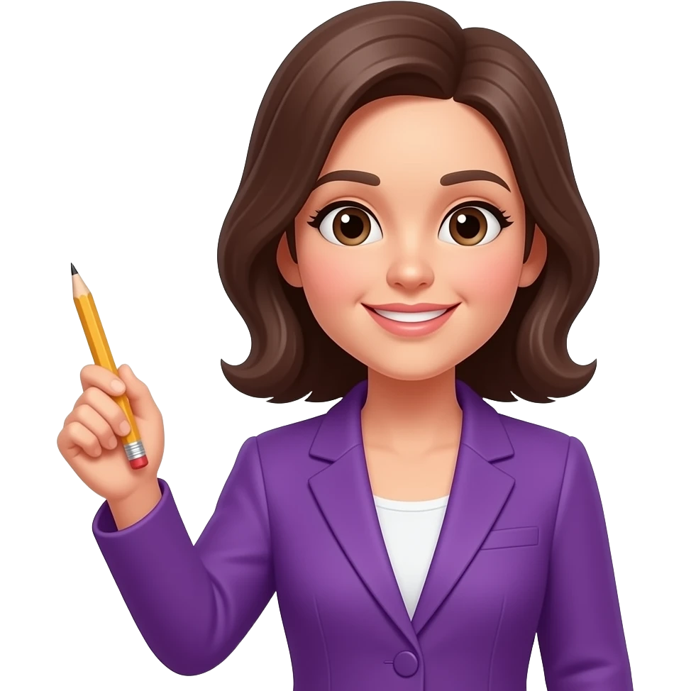 Женщина учитель с карандашом фиолетовый пиджак emoji