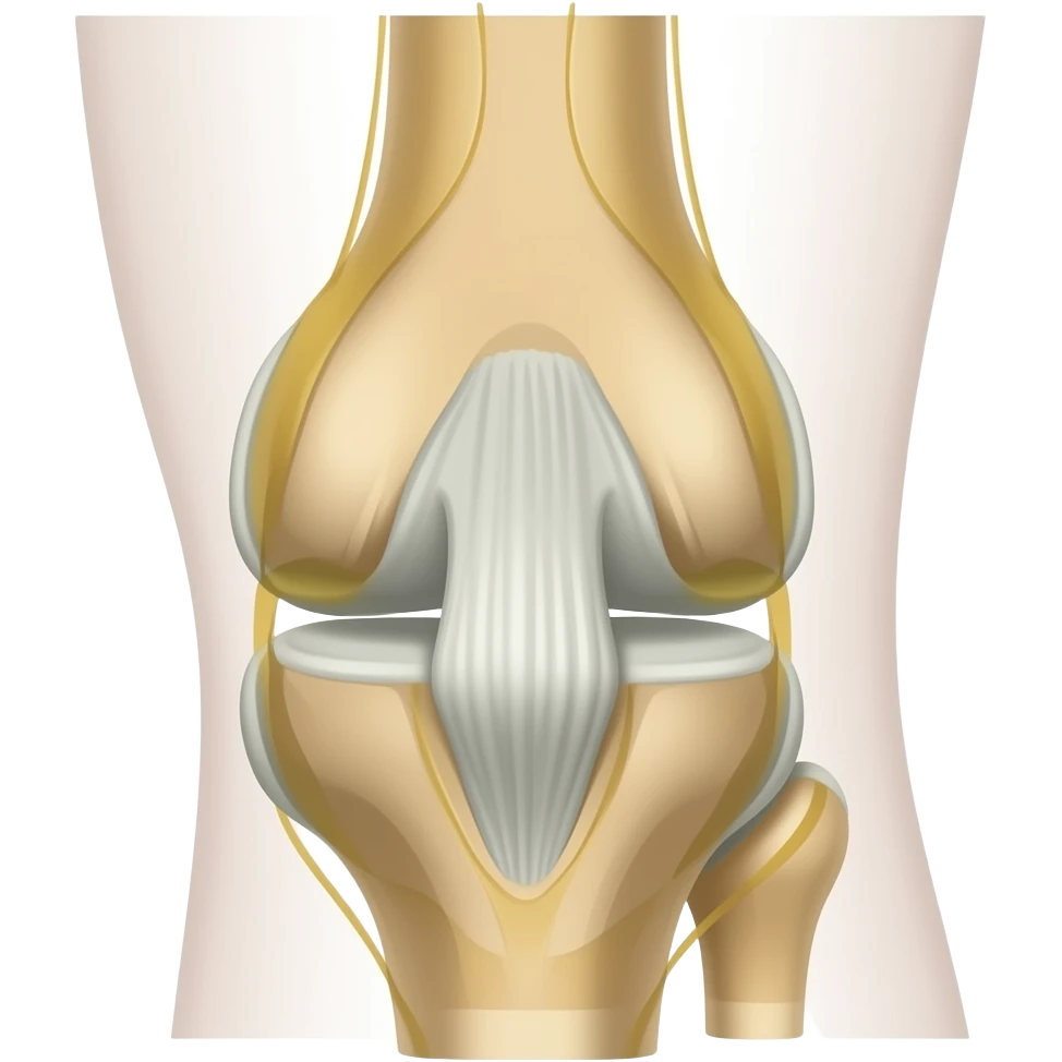 inside of knee, ligements and kneecap, showing range of motion emoji