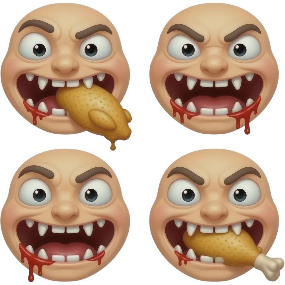 چندتا اموجی خفن از 😬 نسخه ایفون بساز که دندوناش خونیه چون گوشت مرغ خورده emoji