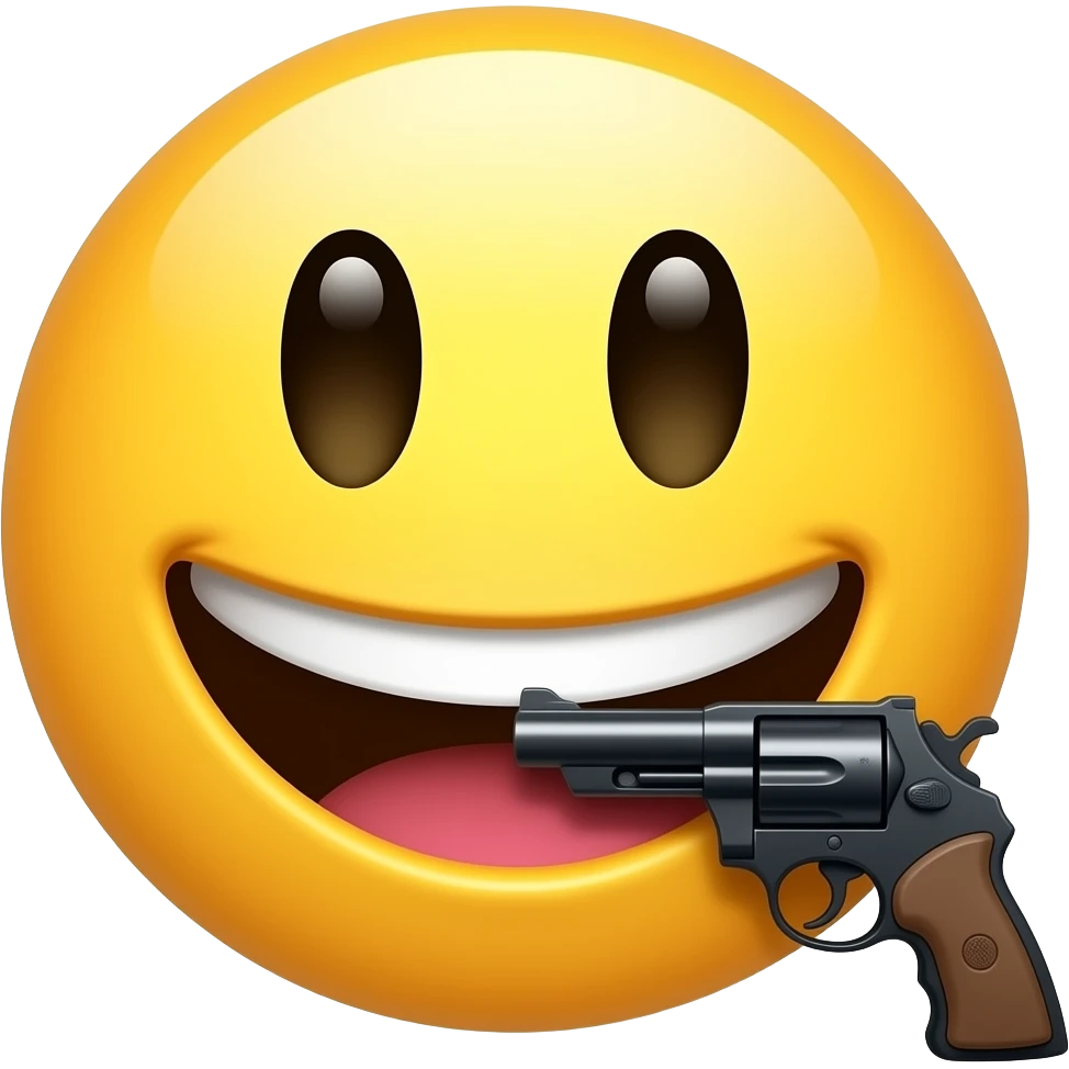 Smiley sucking on gun emoji