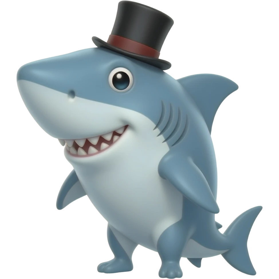 Shark with a top hat emoji