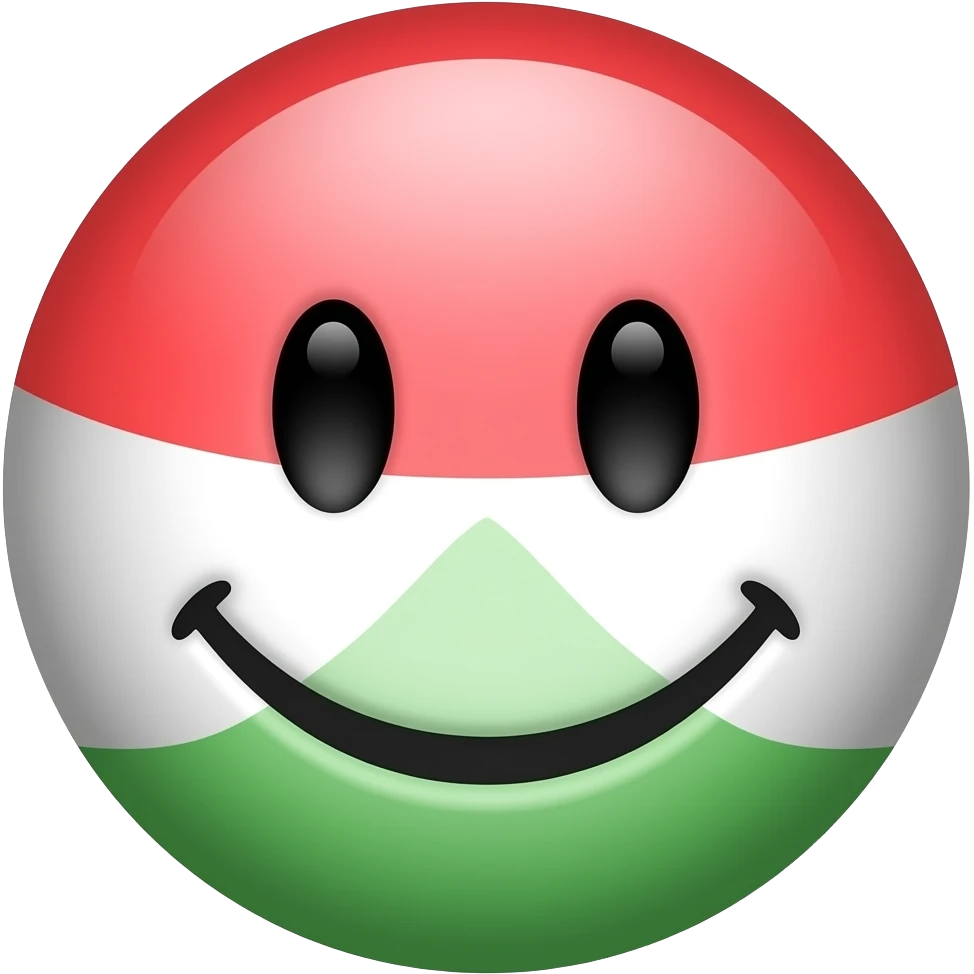 یه ایموجی میخوام که بالاش قرمز باشه وسطش سفید پاینش سبز و روی سفید یه کوه  باشه emoji