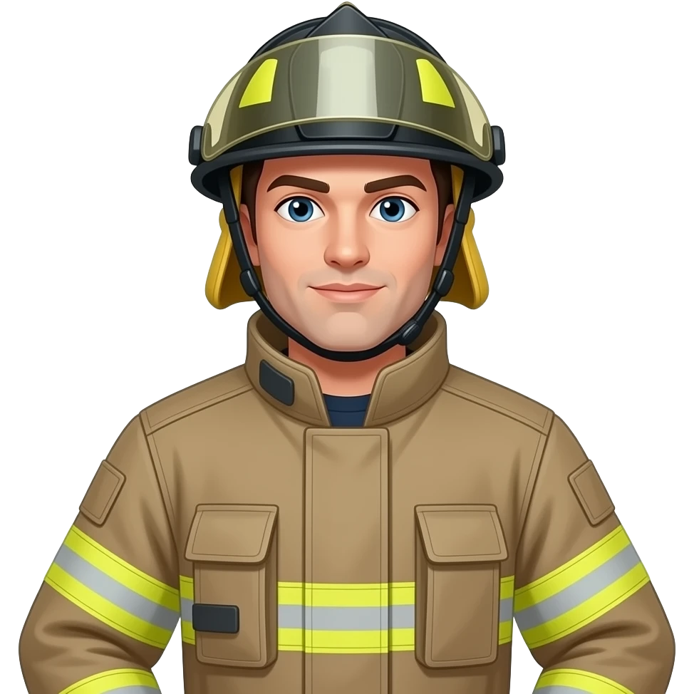 bombero con actitud y fuerza sin letras en el casco emoji