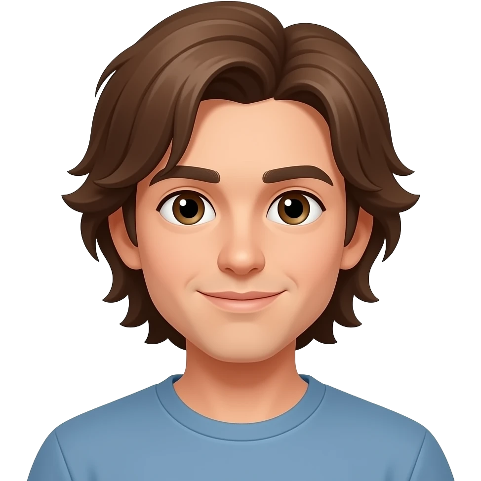 mature boy with brown long hair emoji