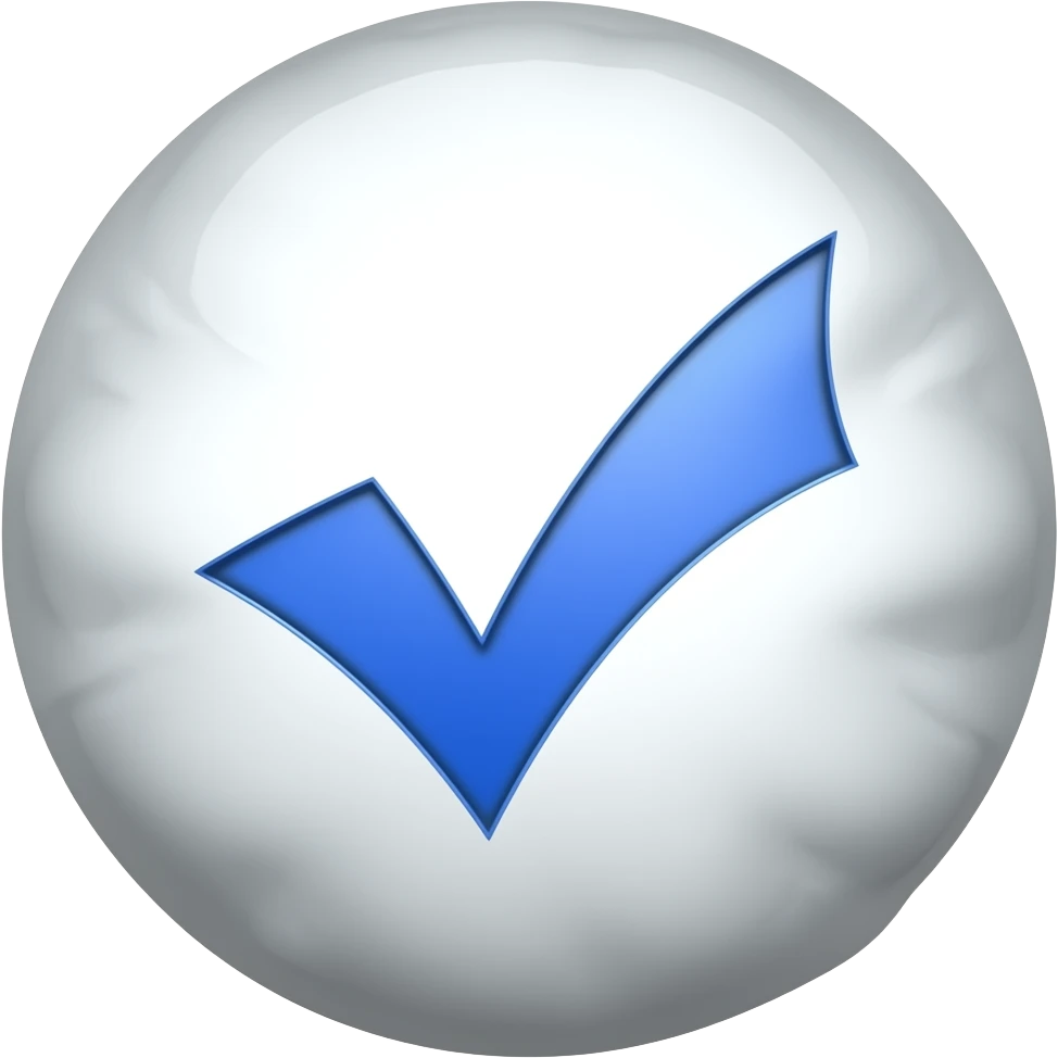 Blue tick with wrinkle round shape emoji