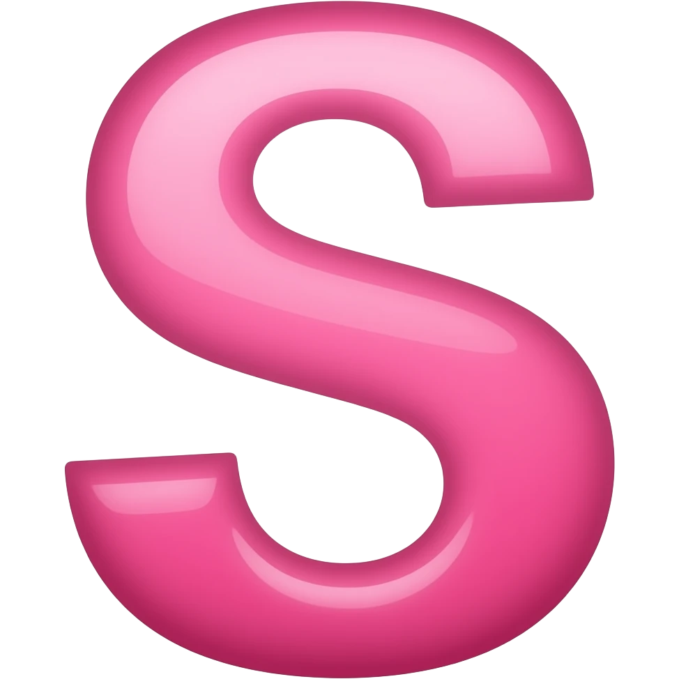 letter S, pink emoji