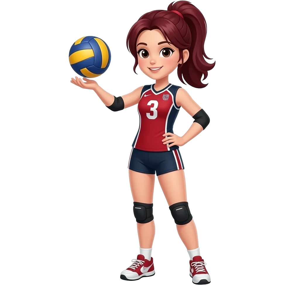 volleyball player  girl with dark red hair emoji