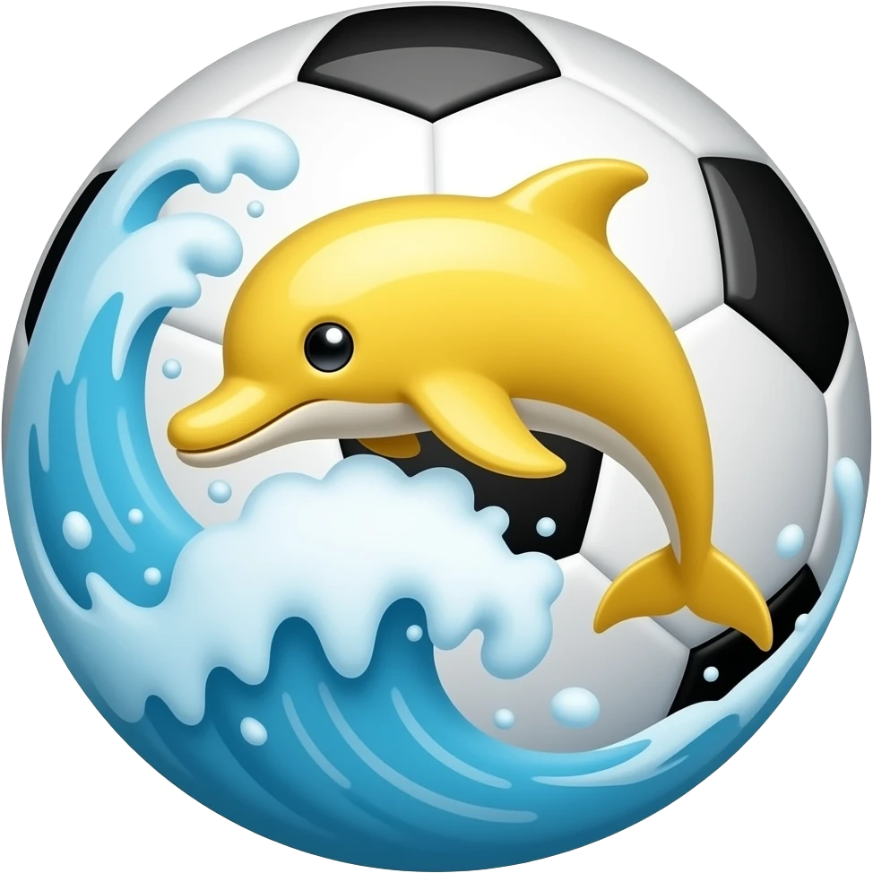 yelllow black dolphin circle wave soccerball emoji