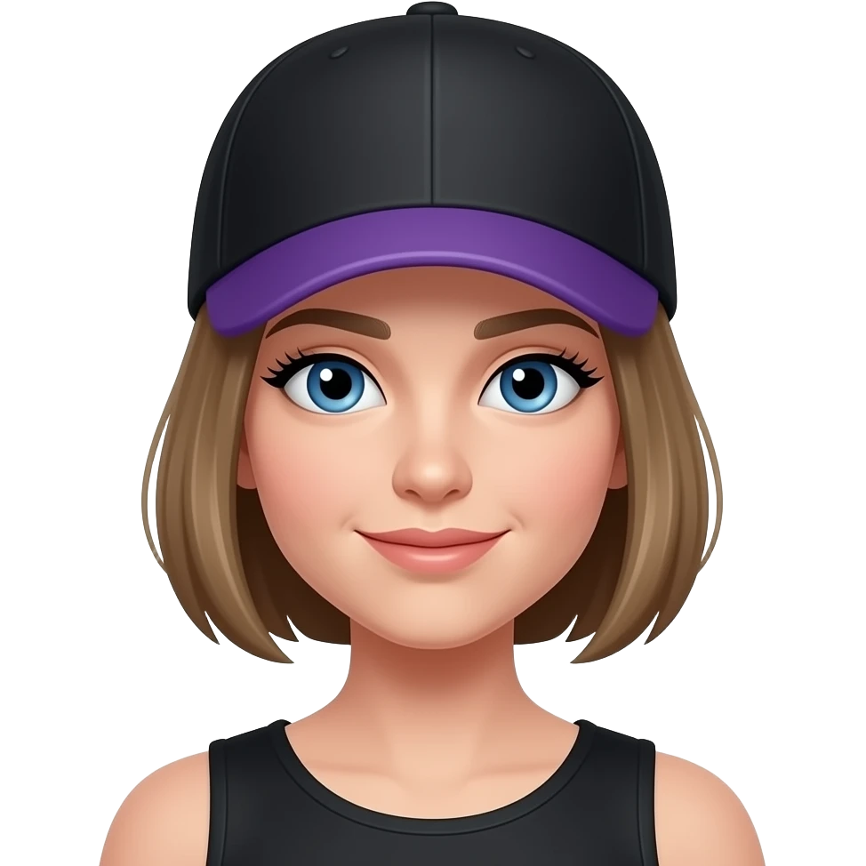 Make blue eyes eyelash cap black and and purple emoji