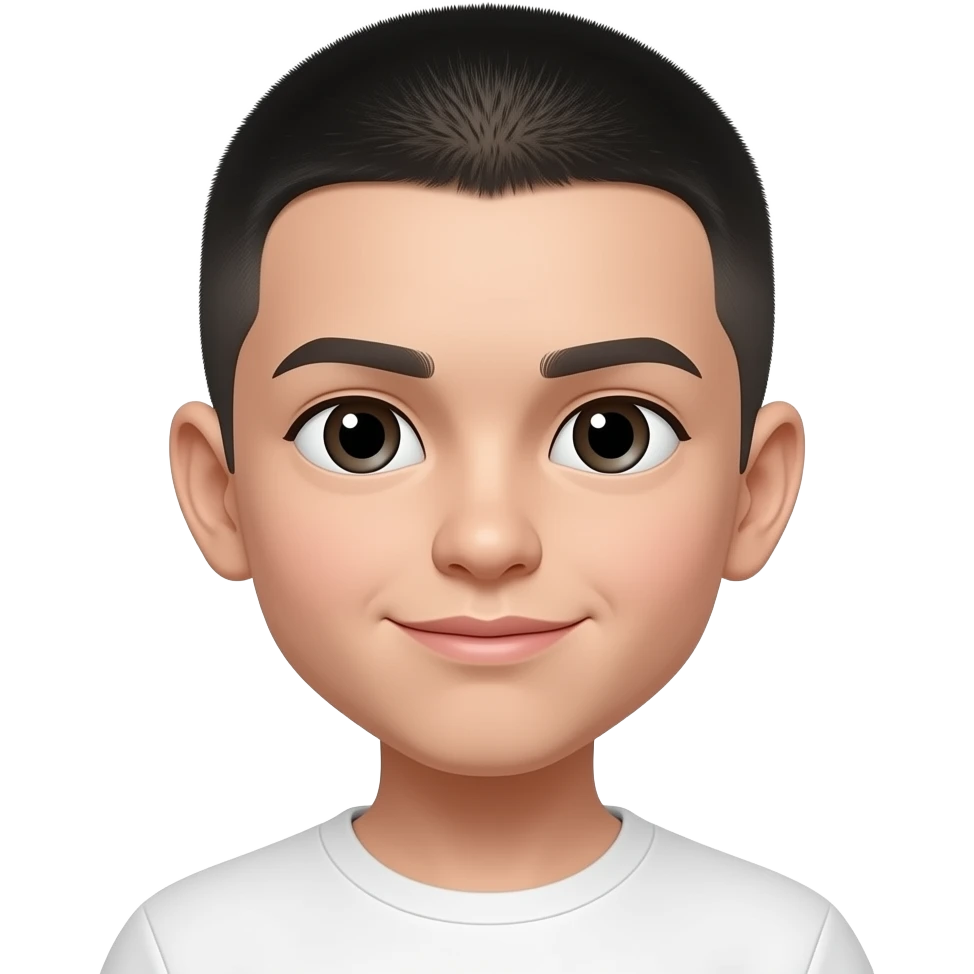 Realistic White kid with very short black buzz cut emoji