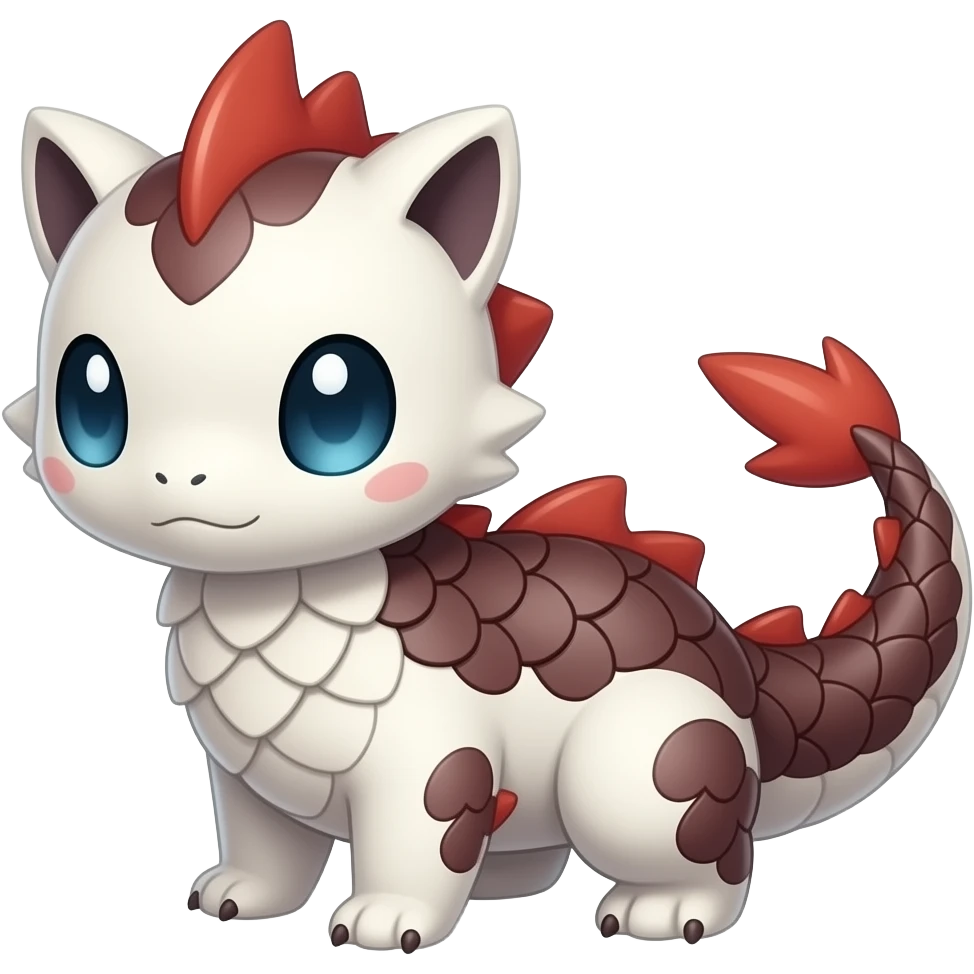 Cute cool scaley white red dark-brown animal hybrid Fakemon full body emoji