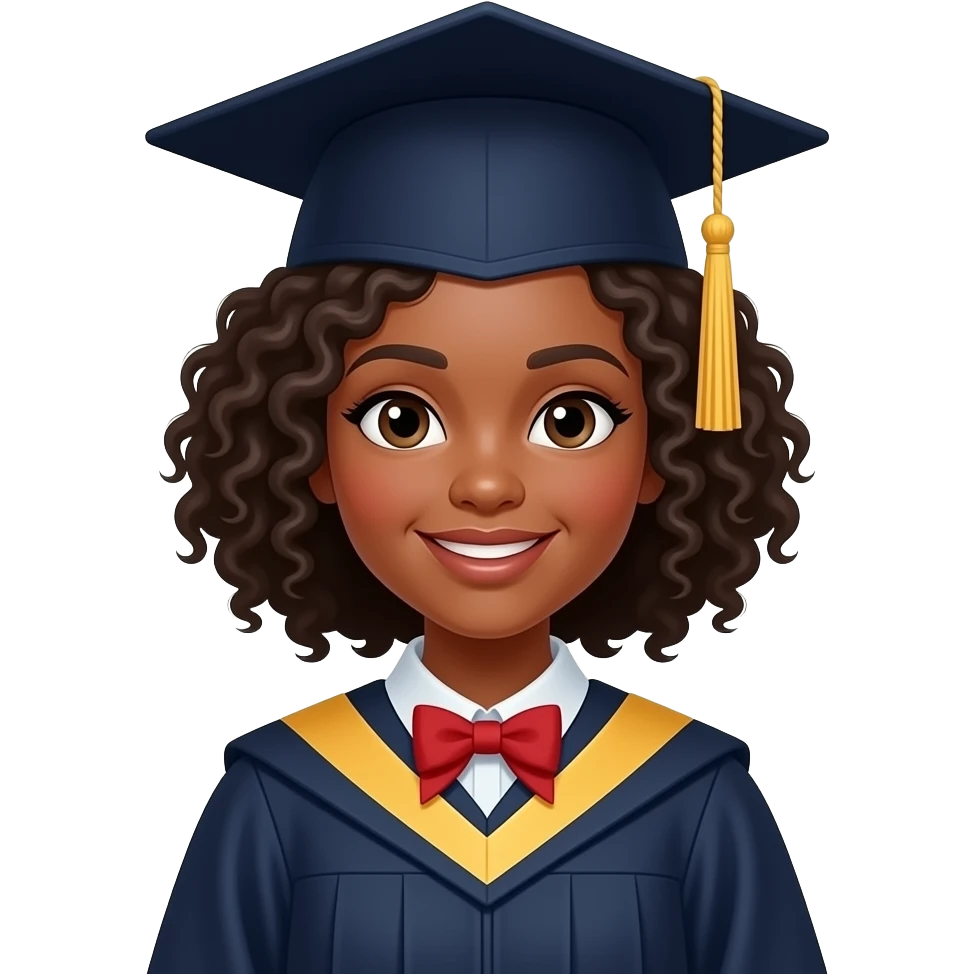 niña piel morena pelo afro graduacion emoji
