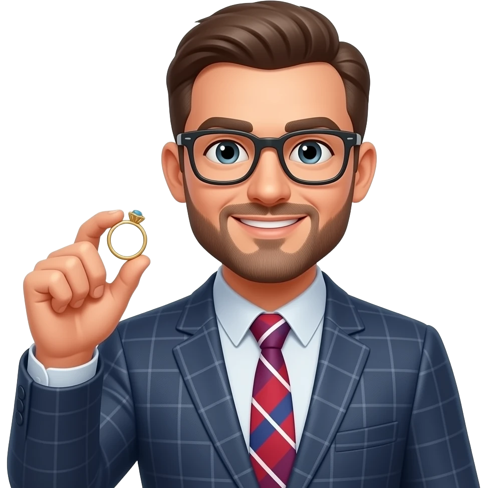 Мужчина держит кольцо emoji